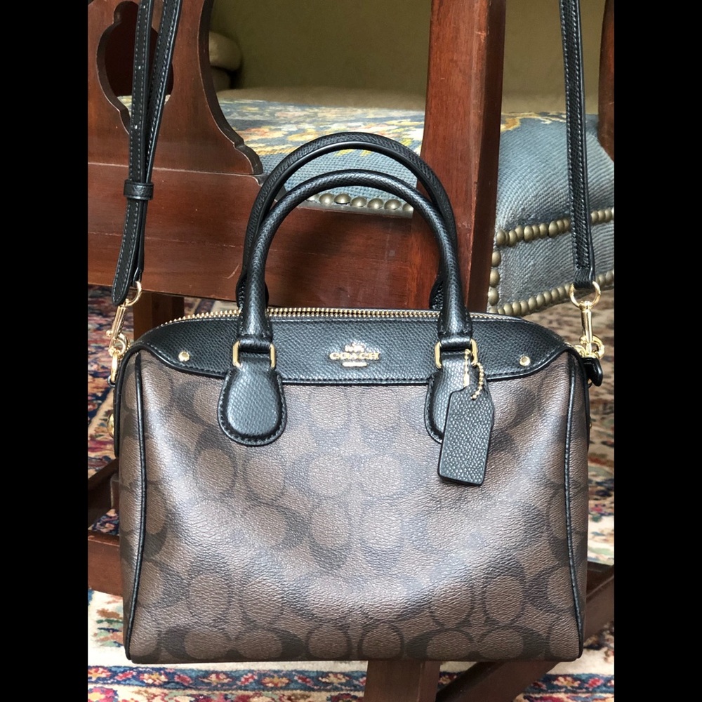 COACH Signature Print Mini Bennett Satchel Bag